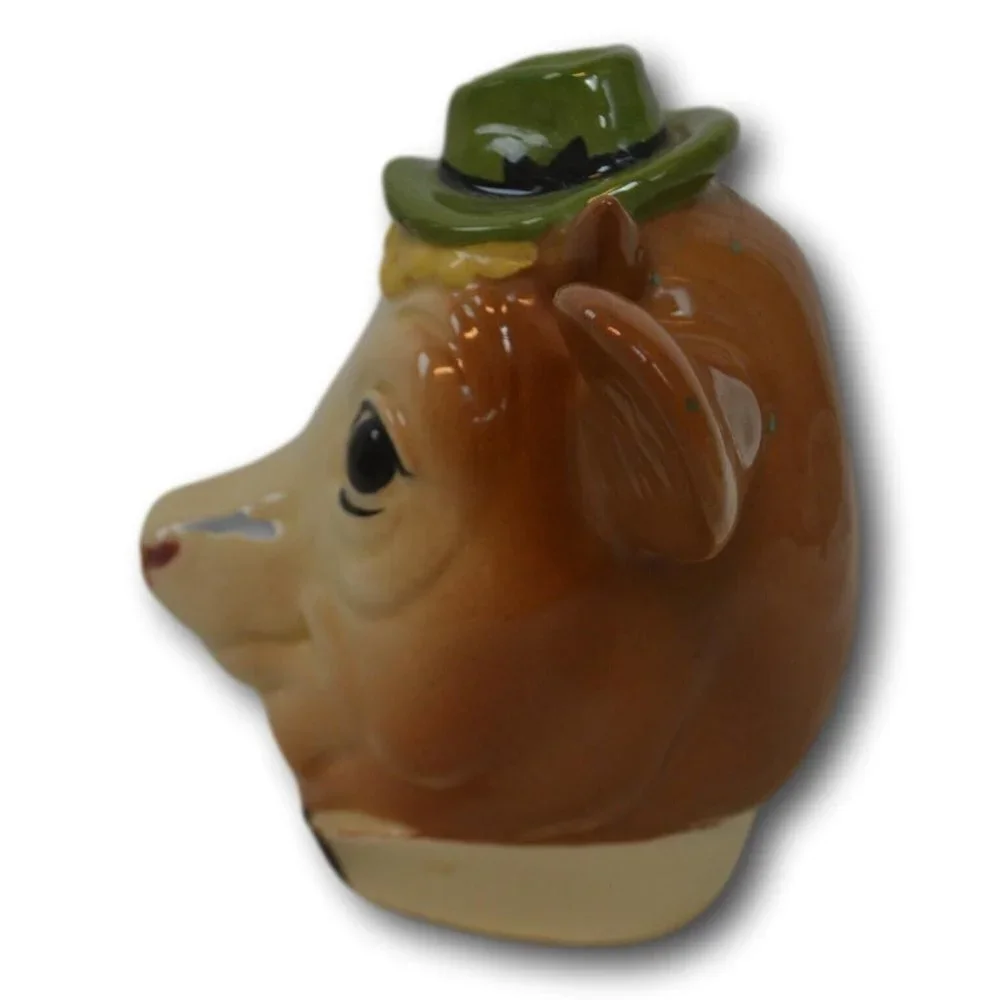Vintage Borden Cow / Bull Head with Hat Figurine Advertising